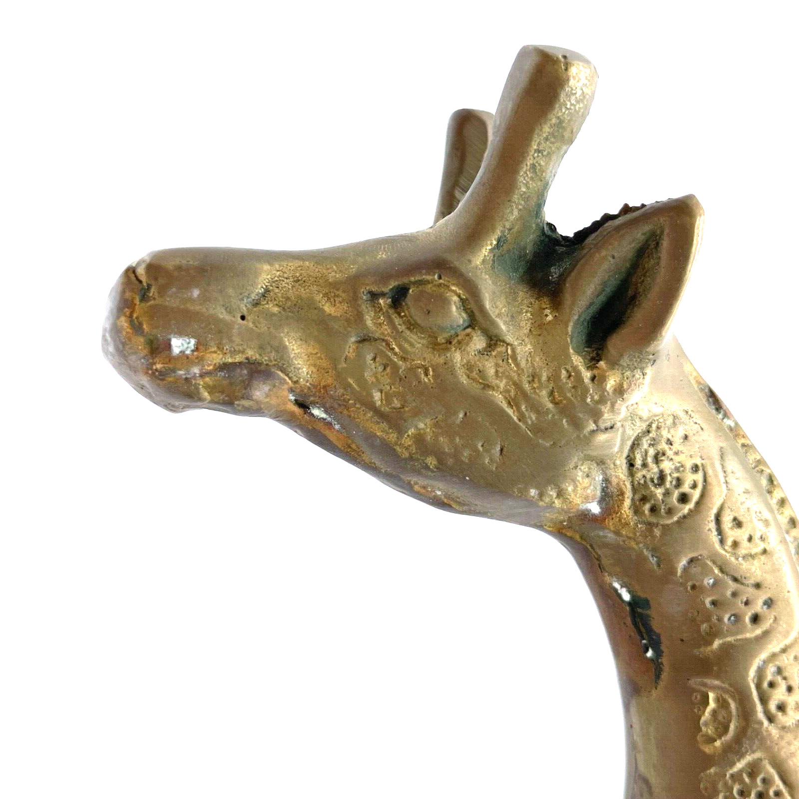 Vintage Mid Century Modern SOLID Brass Giraffe Figurine Statue 8" x 8" x 4"
