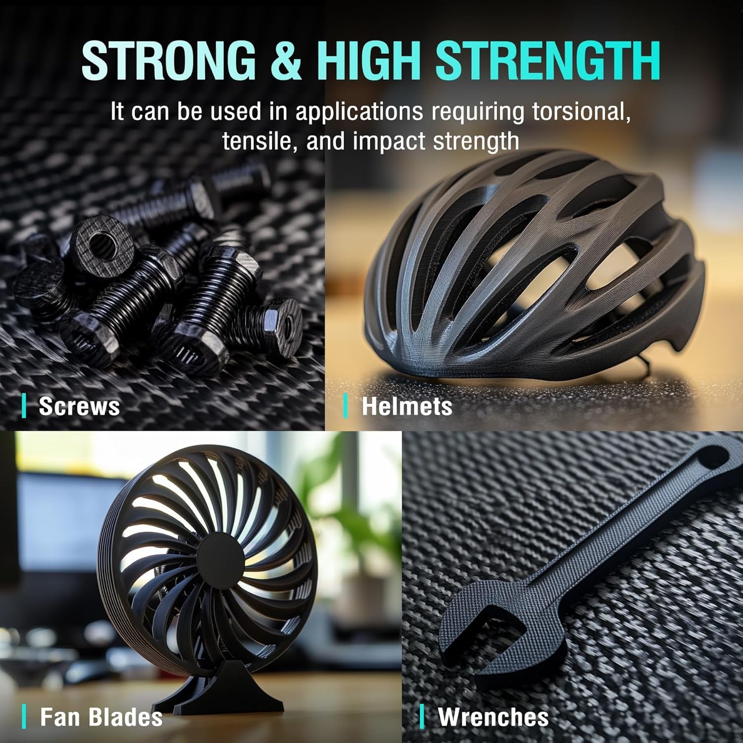 SUNLU PA6-CF Carbon Fiber Nylon Filament 1.75mm 4*1KG Stiff & Heat Resistant