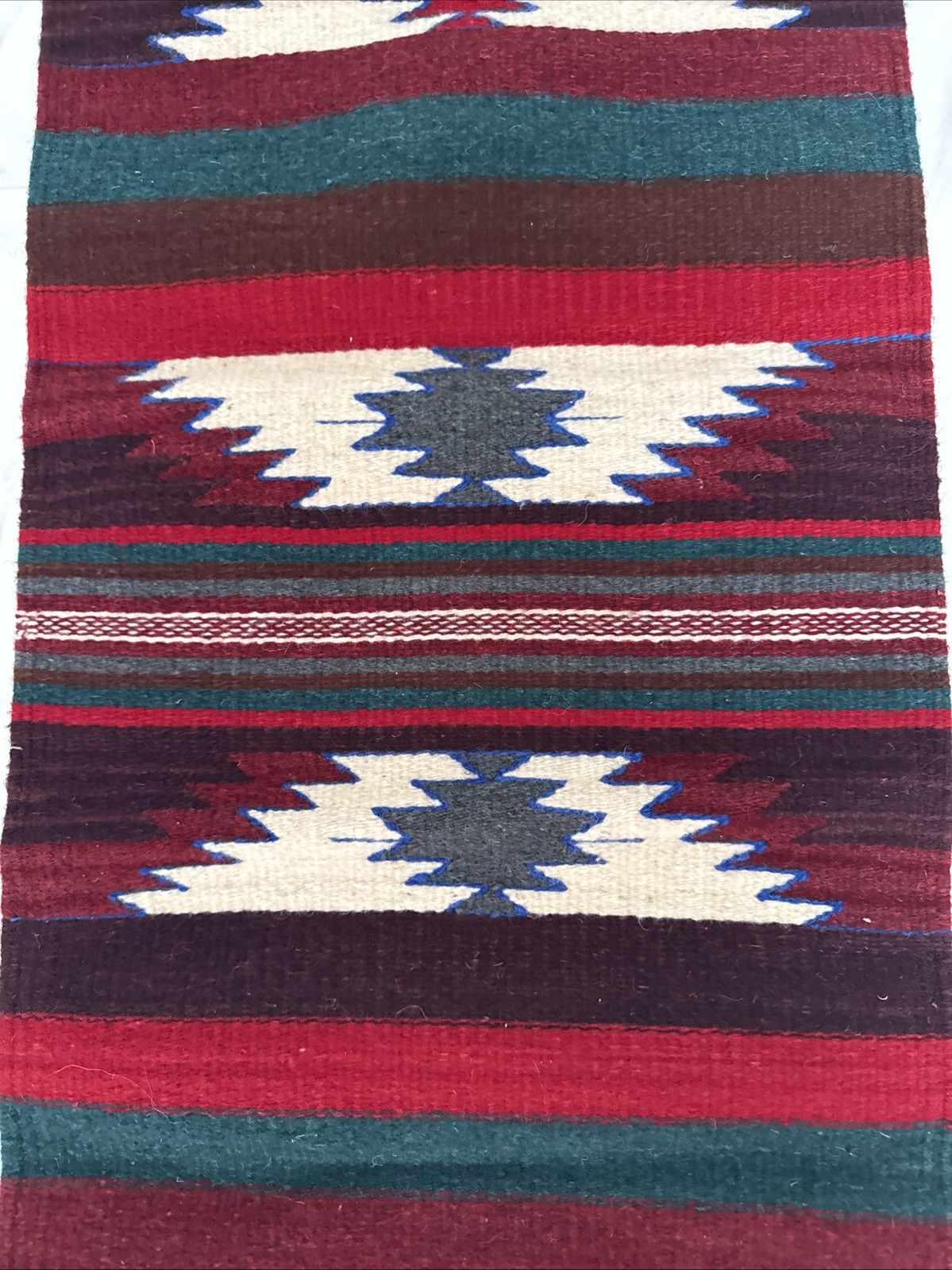 Mexican Wool Rug Runner Aztec Southwestern Navajo Style 6ft Rustic Lodge Native