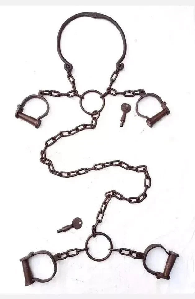 2 Key Shackles Antique Handcrafted Rare For Neck Leg & Hand Iron Shackles