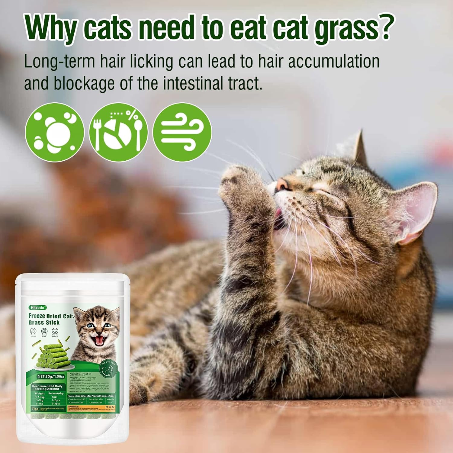 30G Cat Grass Sticks, Delicious Cat Grass Teething Stick Edible Cats Chew Toy Ca