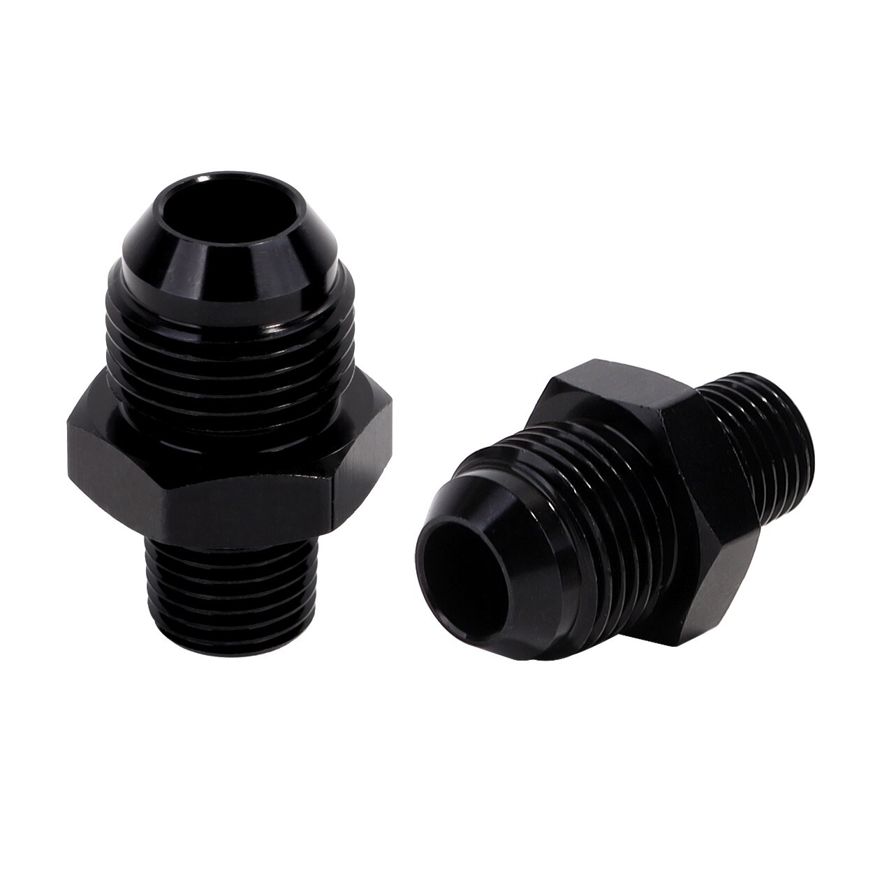 3/8" NPT to 6AN Fitting Male Straight Fittings Adapter Aluminum Black 2Pcs