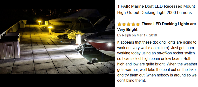 1 PAIR Marine Boat LED Recessed Mount High Output Docking Light 2000 Lumens Each