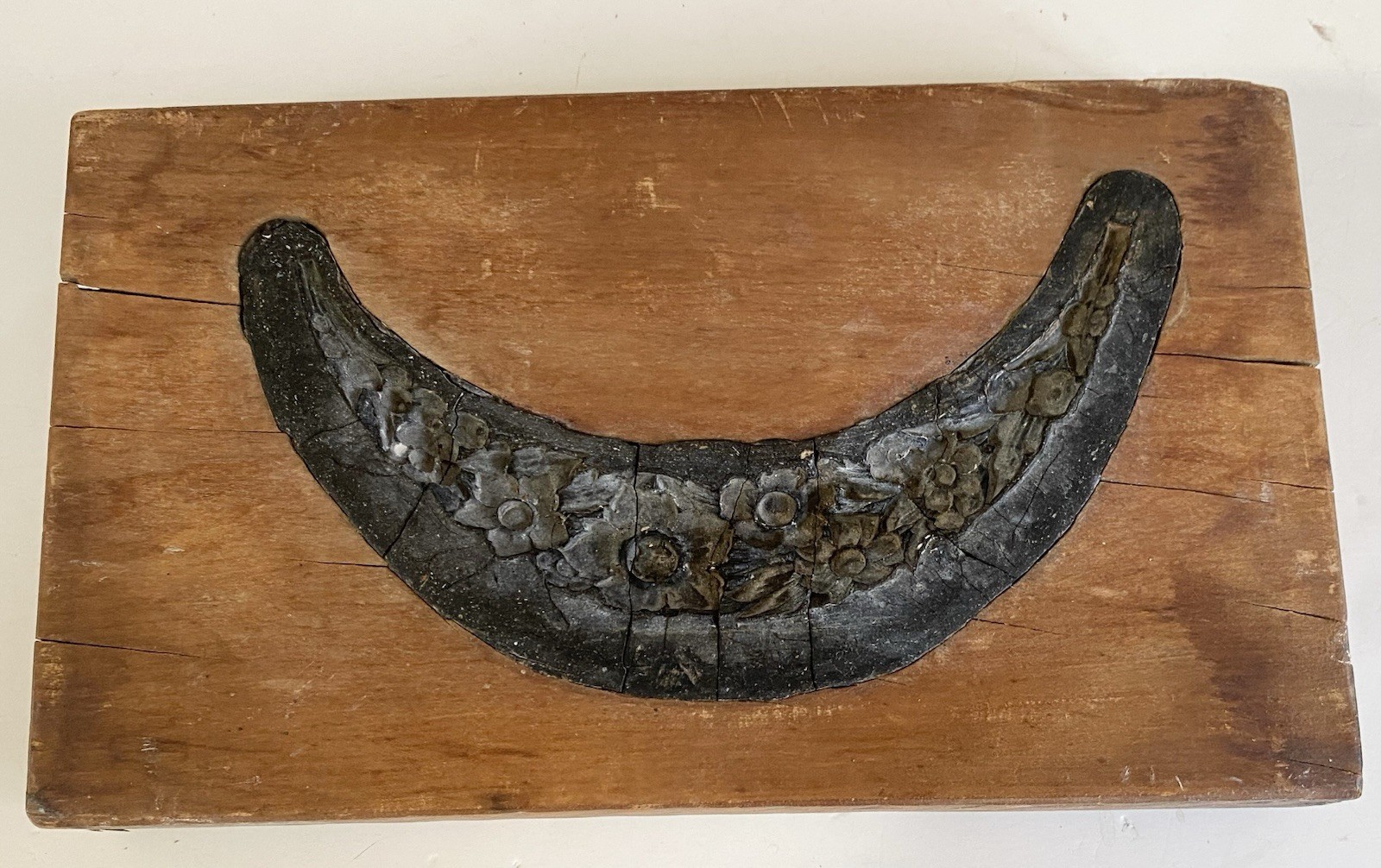 Antique Plaster Cast Pattern Wood Mold Block Architectural Salvage Flowers