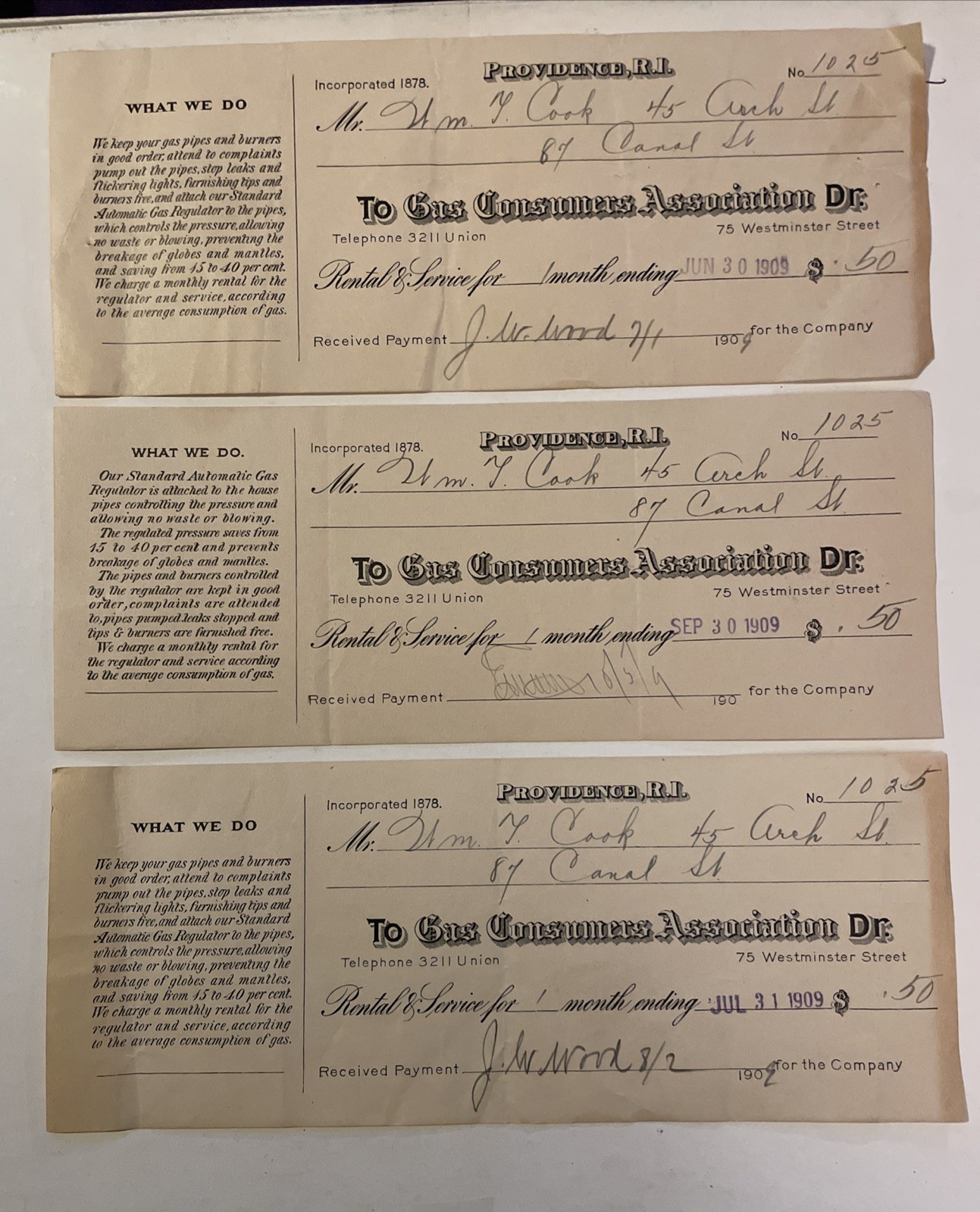 (3) 1909 Providence Rhode Island Gas Consumers Association 75 Westminster St Rec