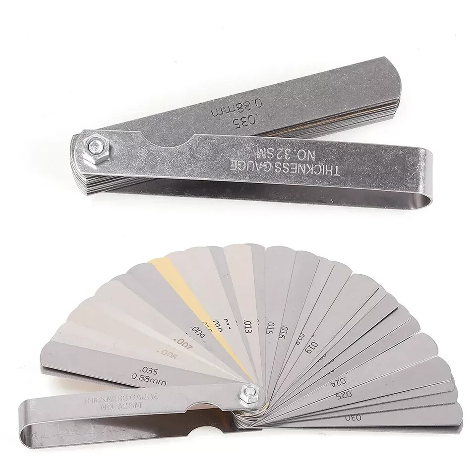 32 Blade Feeler Filler Gauge Spark Plug Gap Metric Imperial Measuring Brass Tool