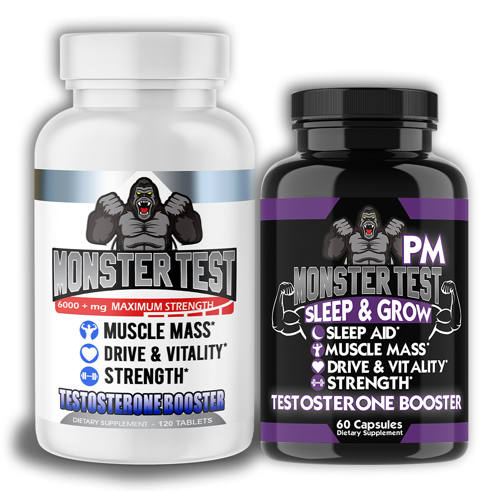 Monster Test Testosterone Booster Testosterona Supplement for Men AM and PM 2 Pk