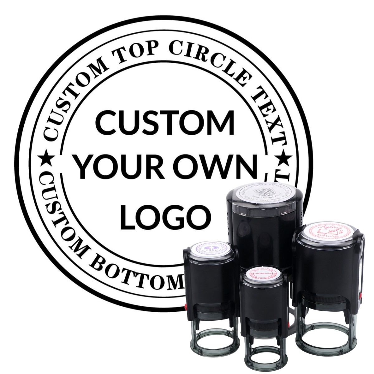 Personalised Self-Inking Rubber Stamp Custom Name, Business Address Logo