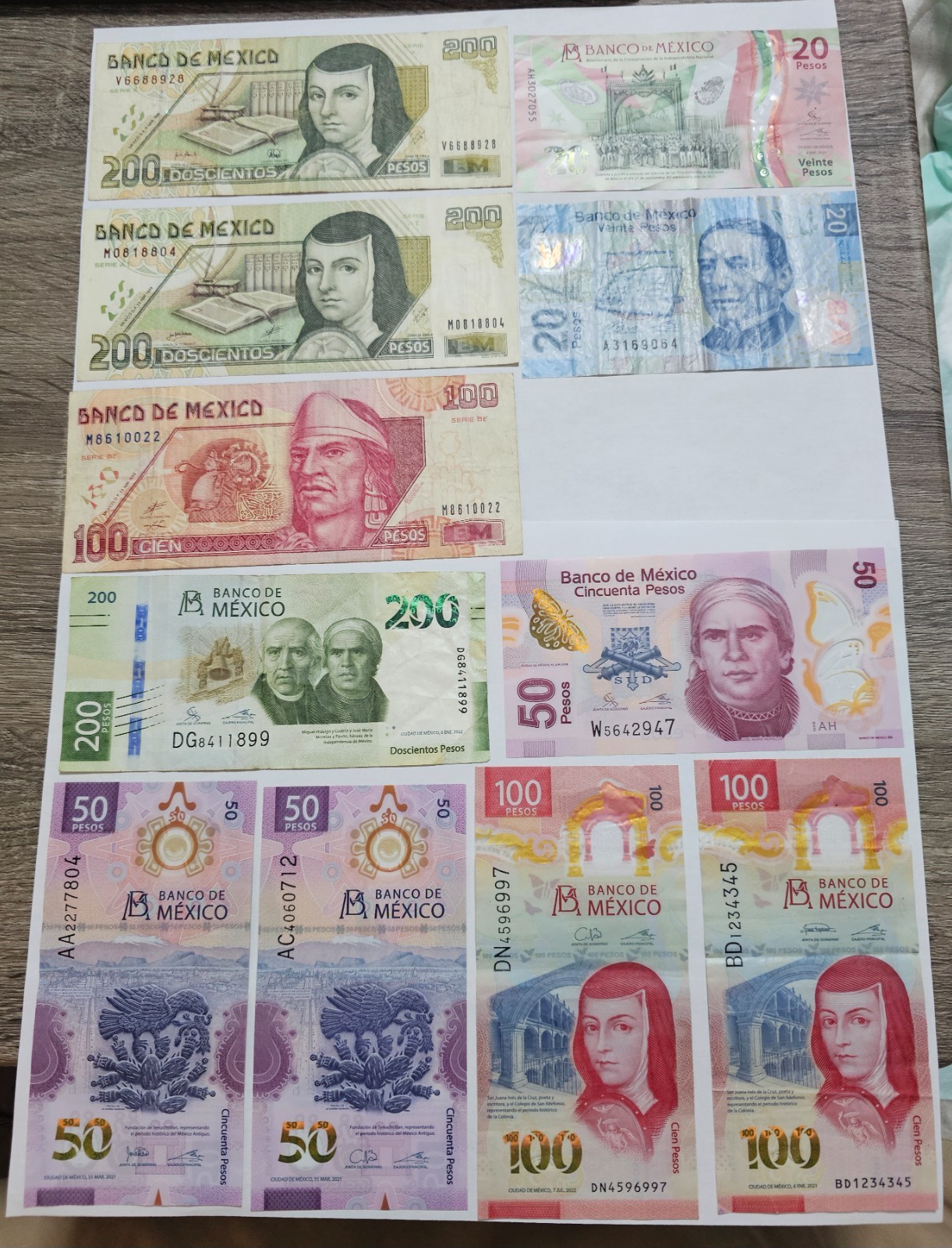 LOT OF 11 MIX BANKNOTE MEXICO 1998,1999,2018,2019,2021,2022.