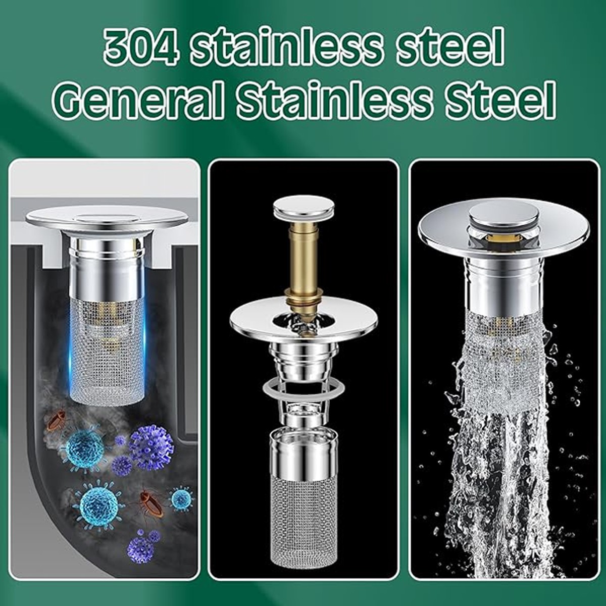 2 Pcs Bathroom Sink Stopper Hair Catcher Bathroom Pop Up Sink Drain Filter