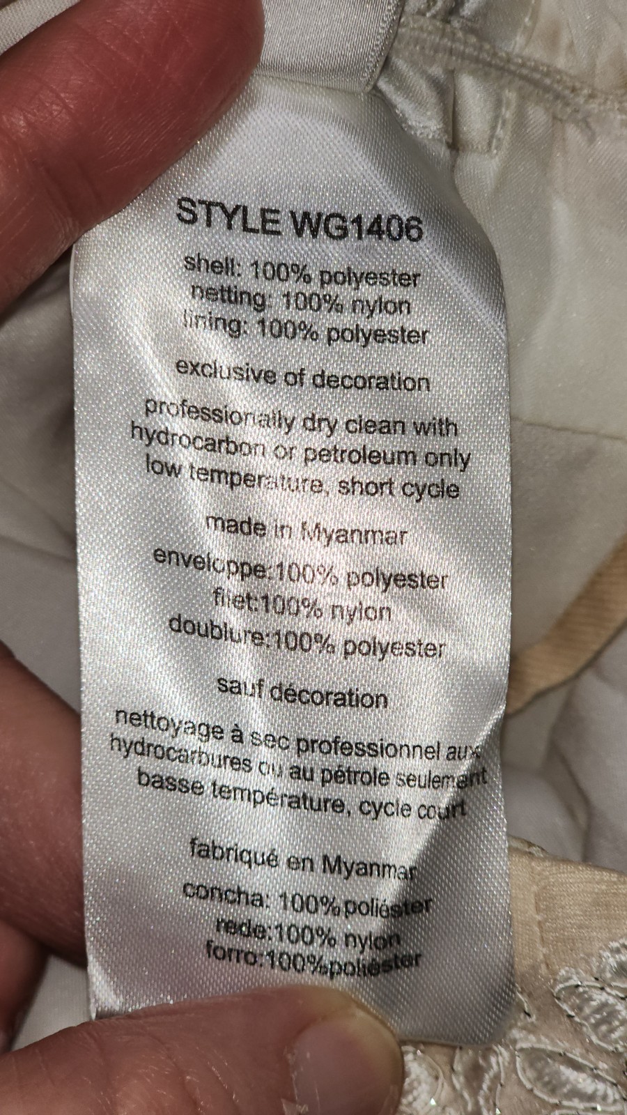 $180 Davids Bridal Ivory Floral Applique Spaghetti Strap Flower Girl Dress Sz 4