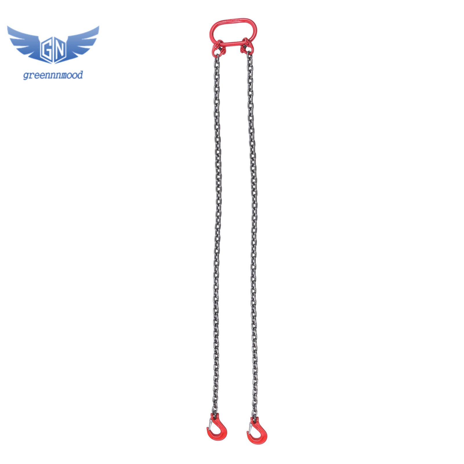 6600LBS Double Leg Chain Sling with Hooks, 5Ft 5/16" G80 Alloy Steel 2 Leg Red