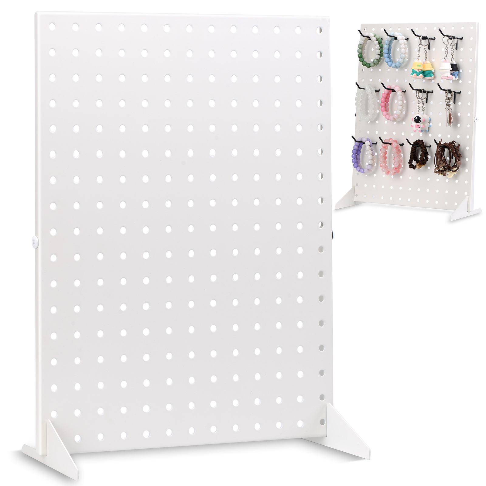 Pegboard Display Stand for Craft Shows & Fairs - Metal Display, 17" x 13” White