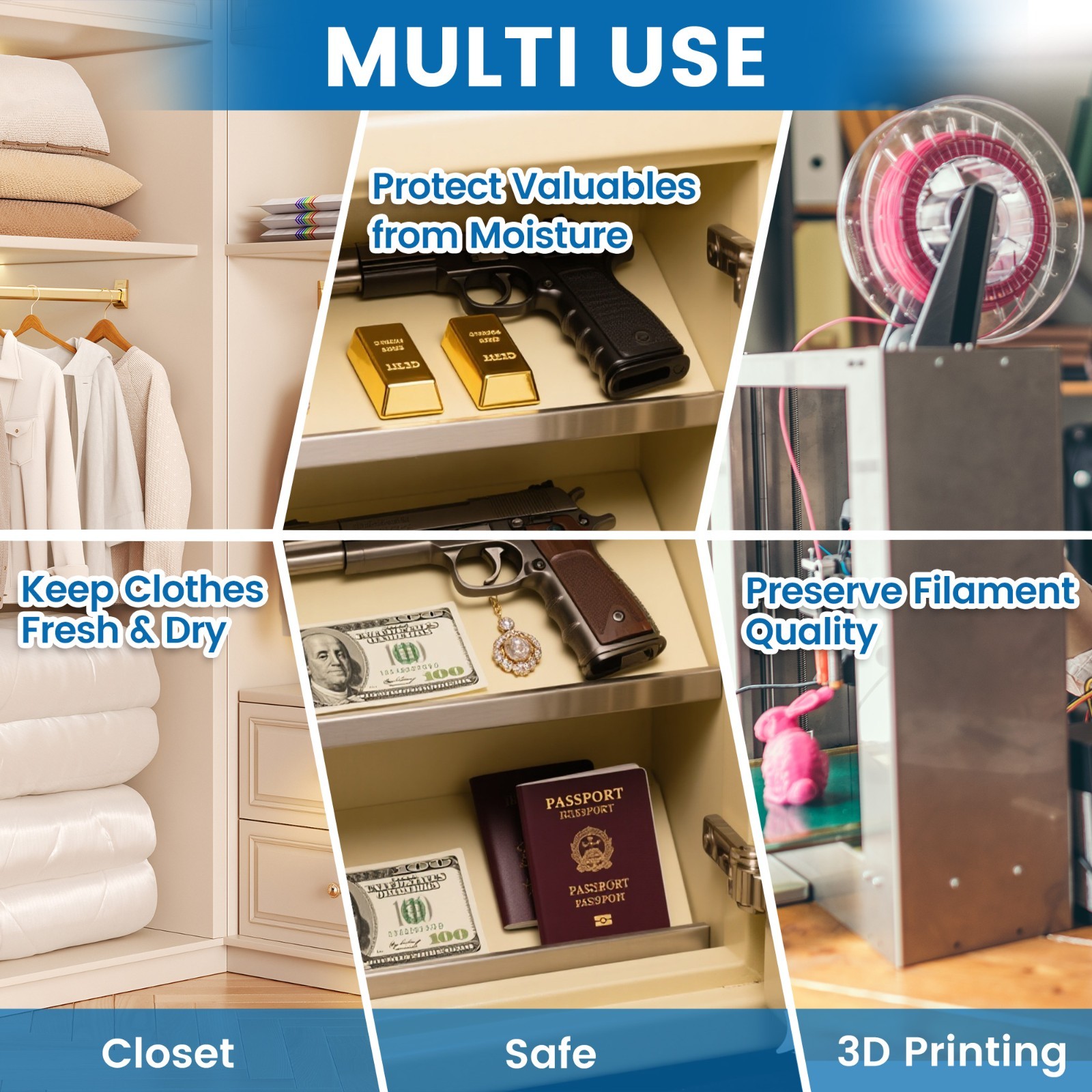 2 LBS Adsorbco Desiccant Beads, Indicating Silica Gel Beads (Blue to Pink)