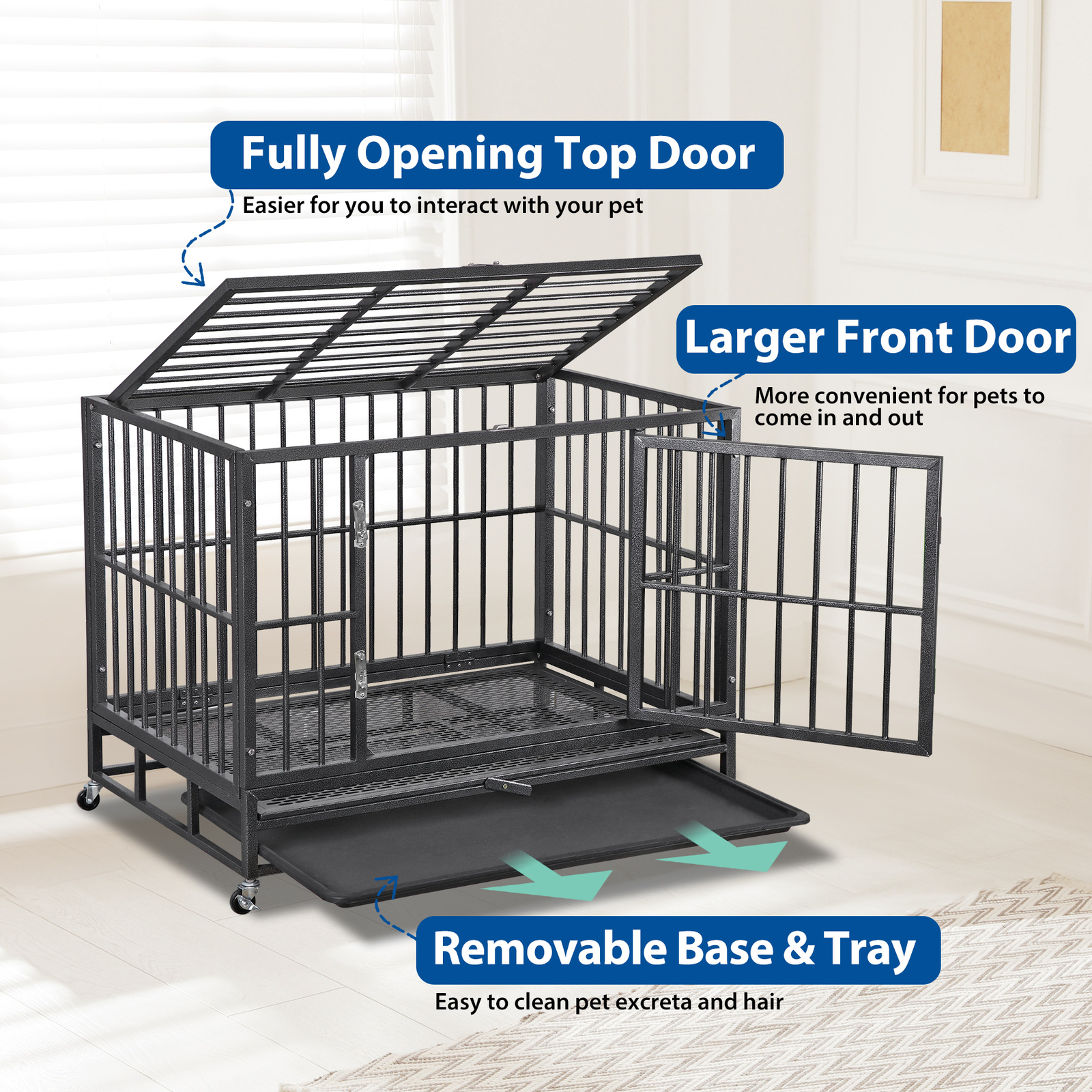 Dog Crate for Medium and Large Dog Heavy Duty Dog Cage Kennel Indoor/Outdoor
