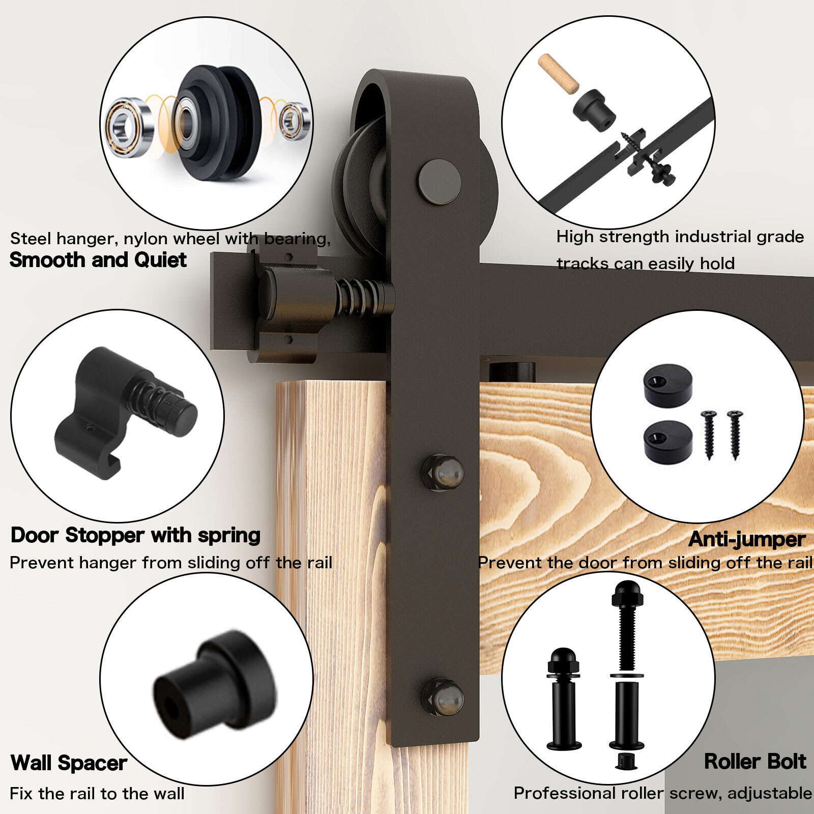 4-20FT Sliding Barn Door Hardware Closet Track Kit for Single/Double/Bypass Door