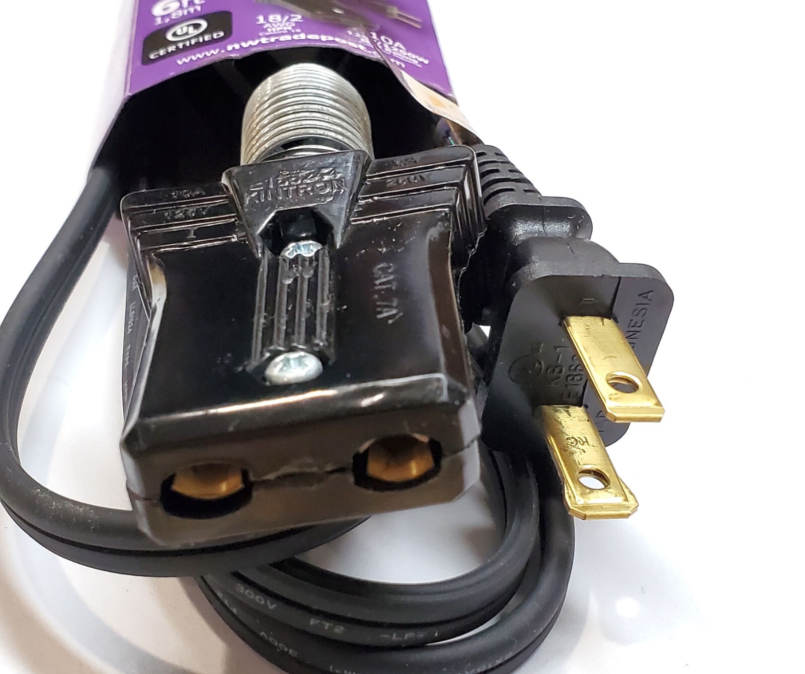 New 6' Vintage Appliance Replacement Power Cord 11/16" Center To Center Contacts