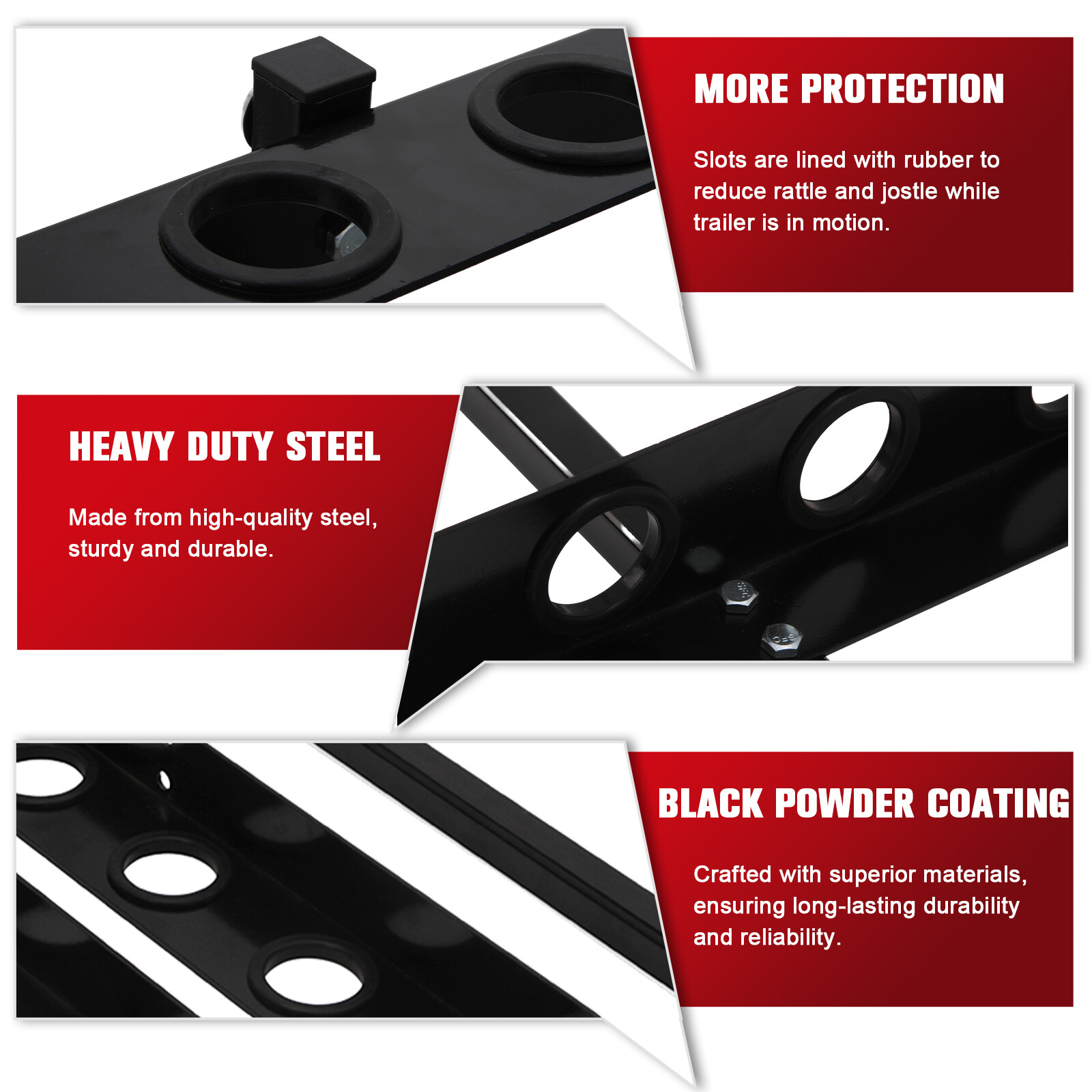 6-Slot Horizontal Tool Storage Rack for Trailers–Holds Shovels, Rakes & Pickaxes