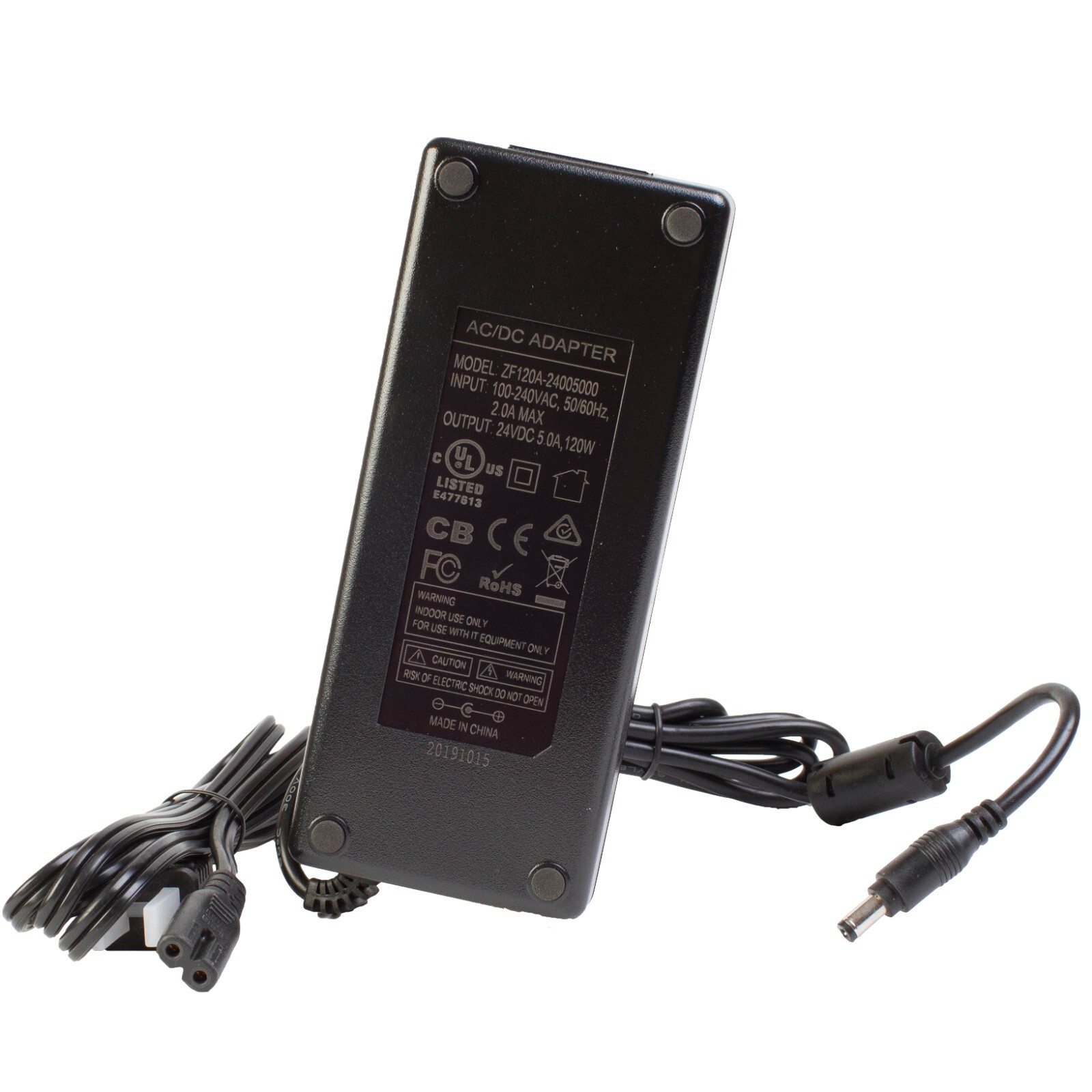 UL LISTED 24V 120W LED LIGHT POWER SUPPLY driver 5.5mm x 2.1mm DC plug