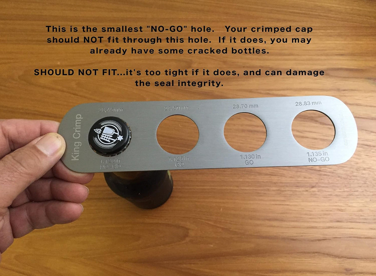 Capping Gauge For 26 Mm Beer Bottles, stainless steel go/no-go crimping gauge