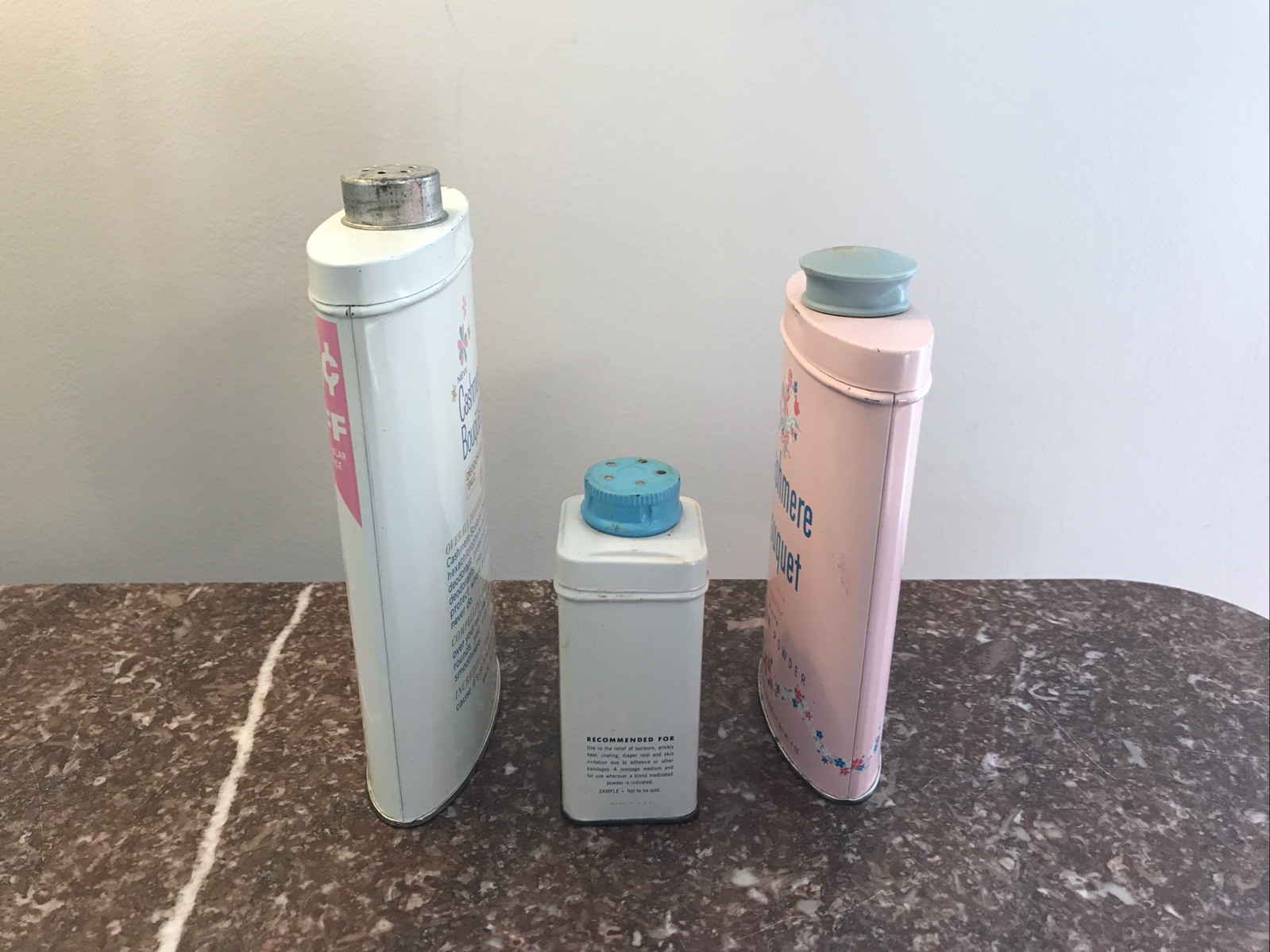 Vintage Talcum Powder Tin Lot X 3 Cashmere Bouquet Deoderant Talc