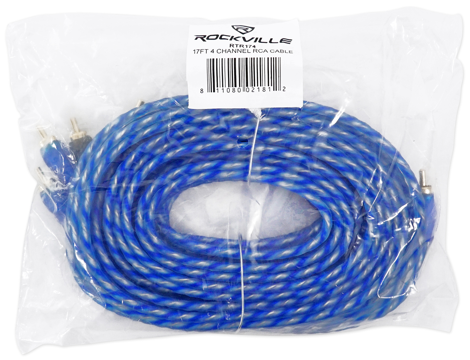 Rockville RTR174 17 Foot 4 Channel Twisted Pair RCA Cable Split Pin, 100% Copper