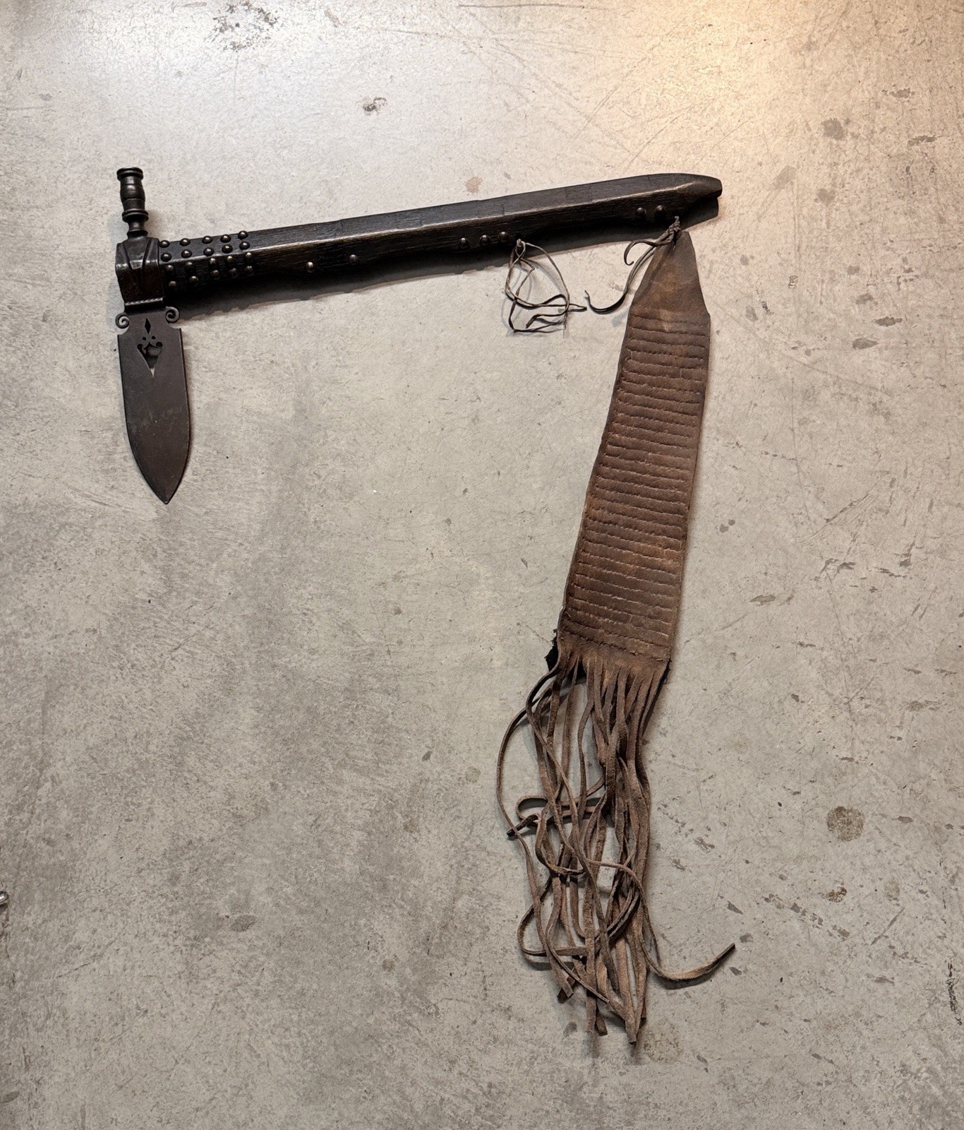 1800’s Native American Lakota (Sioux) Knife–Tomahawk with Beaded Drop