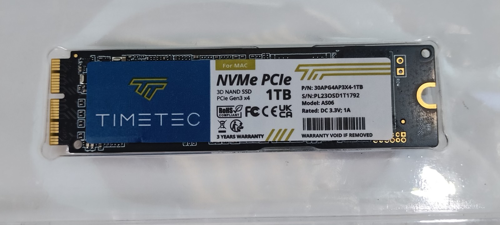 Timetec 1TB MAC SSD NVMe PCIe Gen3x4 2280 3D NAND For MacBook, iMAC, Mini *READ