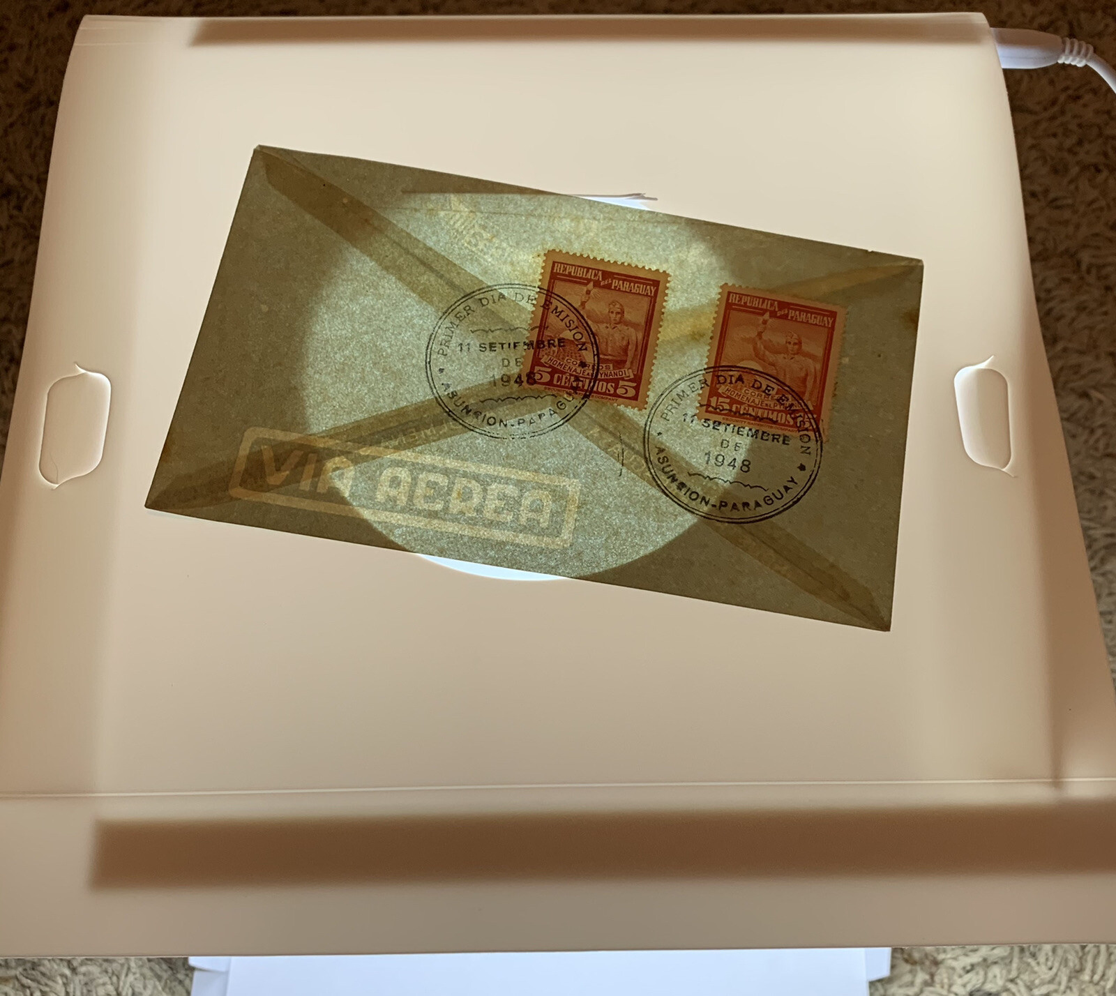 1948 PARAGUAY COVER MADE OF GLASSINE PAPER WITH ASUNCION CANCELS