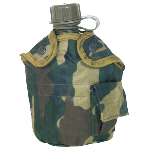 NEW Tactical Military 1qt Canteen COVER w Alice Clips & Side Pouch WOODLAND CAMO