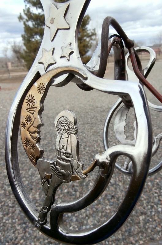 Cowgirl Man in Moon Moon Stars Horse Bit Silver & Brass