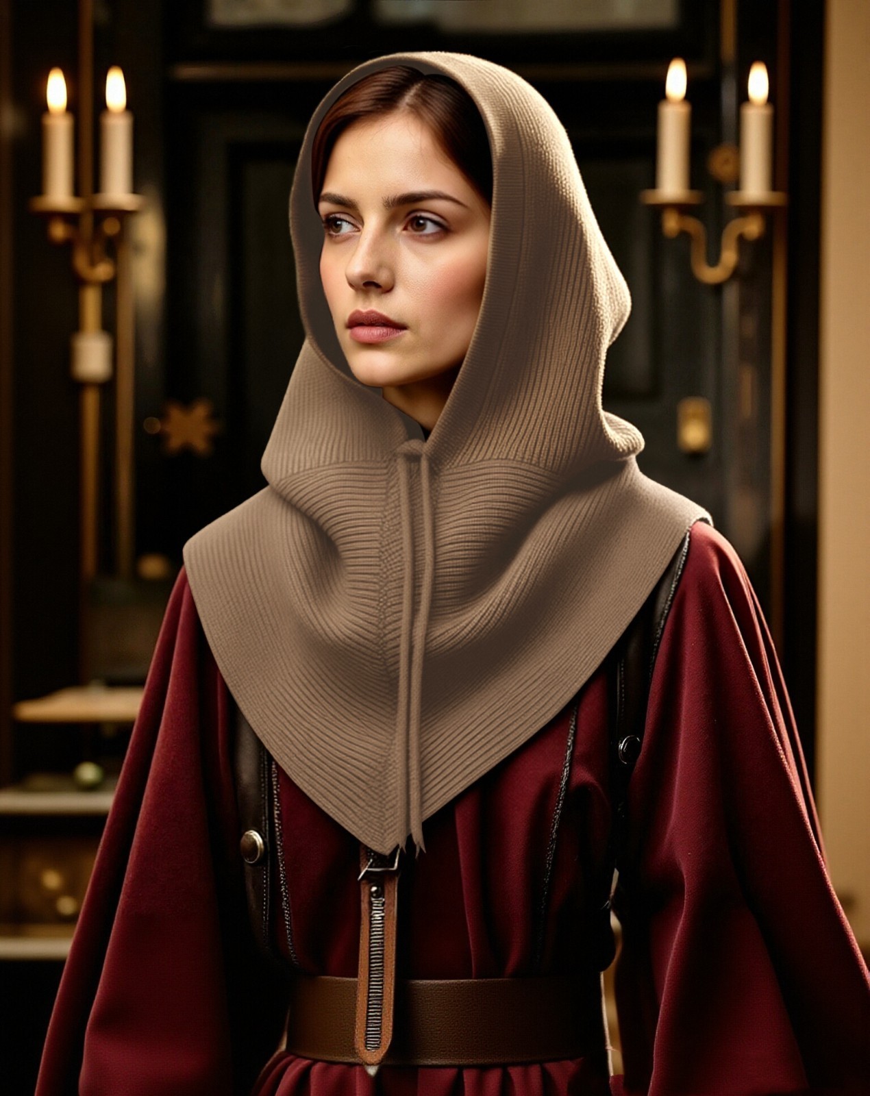 Renaissance Hooded Shawl Poncho Knitting Cowl Hood Winter Warm Hood Shawl Cloak