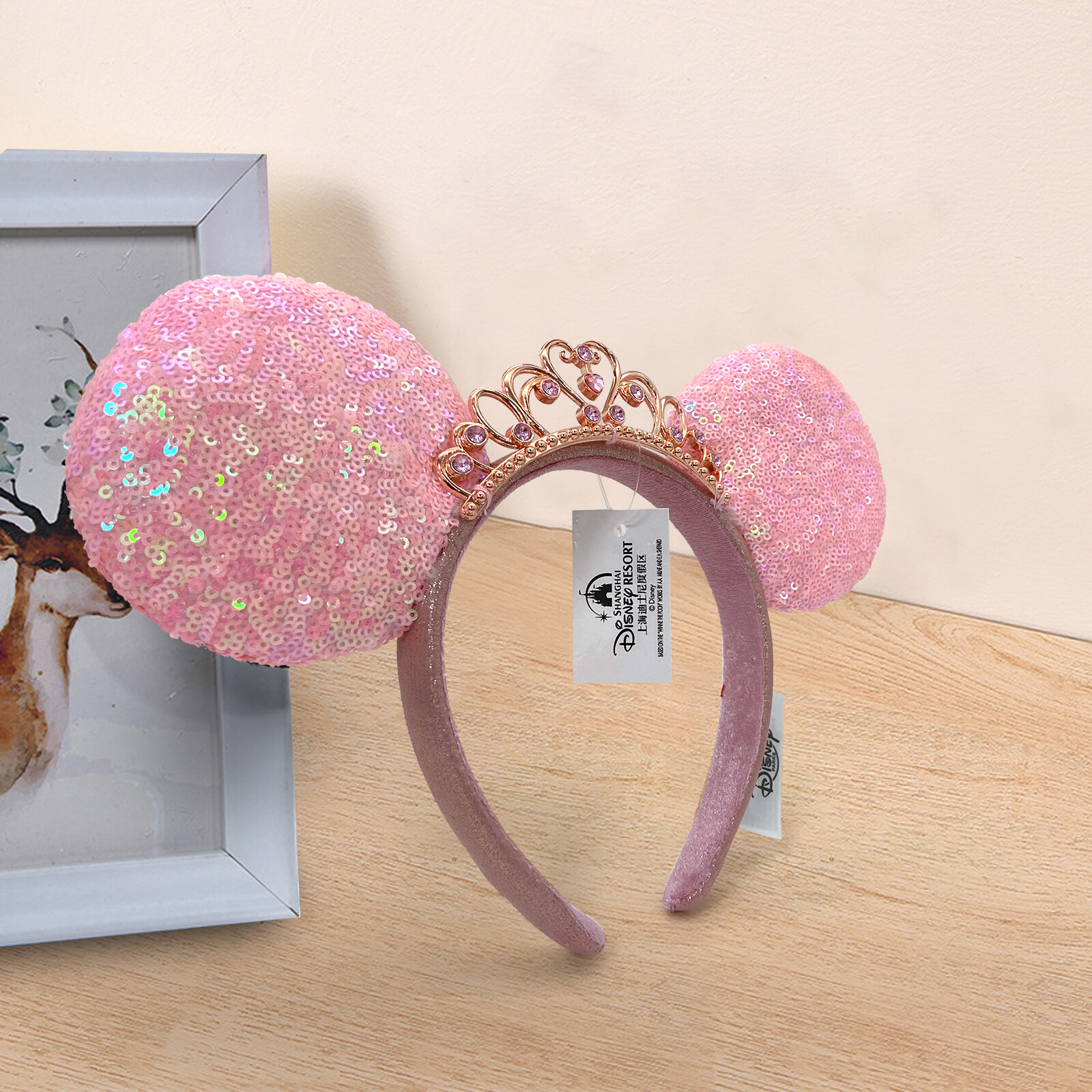 Pink Sequin Minnie Mouse Tiara Princess Headband Crown 2022 Disney Parks Ears