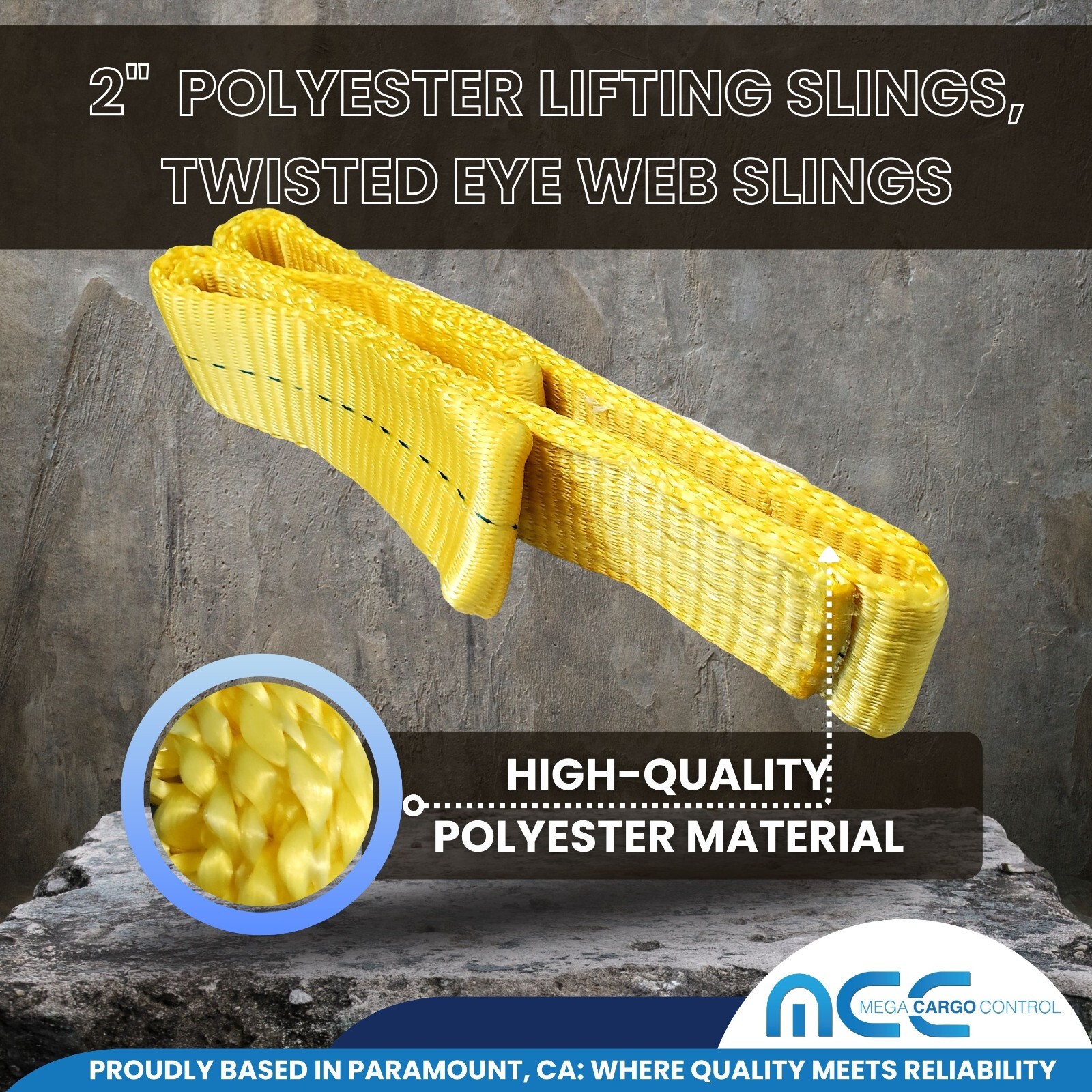 2" x 3 / 6 / 9ft 1-Ply Twisted Eye Web Sling Lifting Strap Industrial 3100 lbs