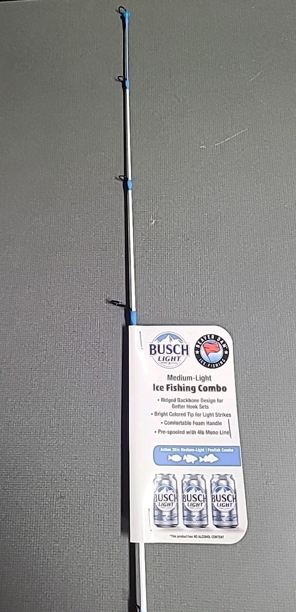 Beaver Dam Busch Light 32 Inch Medium Light Ice Fishing Combo FREE SHIPPING