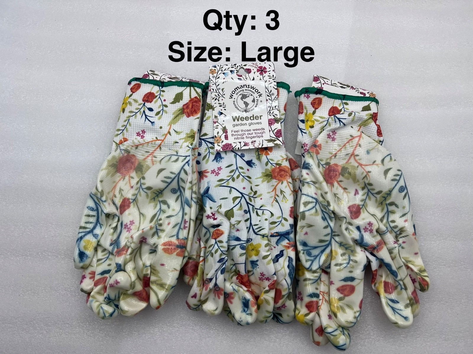 Women’s (3-pack) Weeder Garden Gloves Nitrile Coated Breathable Shell