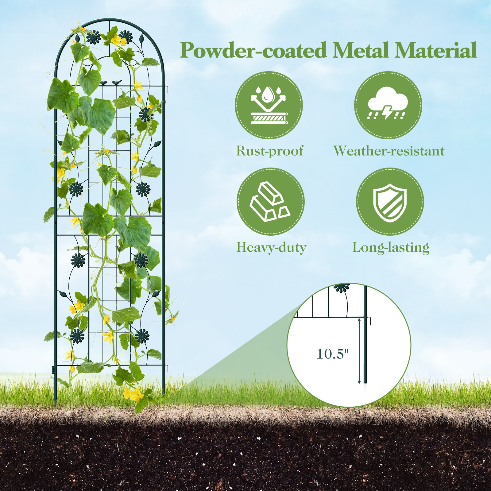 2 Pack 71" x 20" Metal Garden Trellis Rustproof Plant Support for Garden Yard