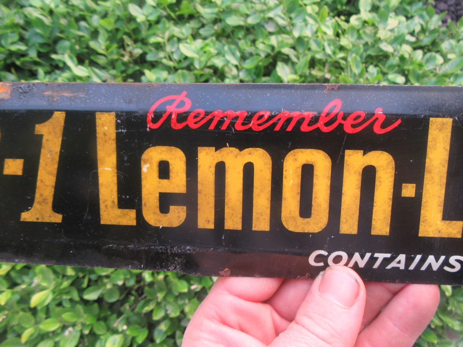 Vintage 1940's B-1 Lemon Lime Soda Tin Metal Door Push (16")