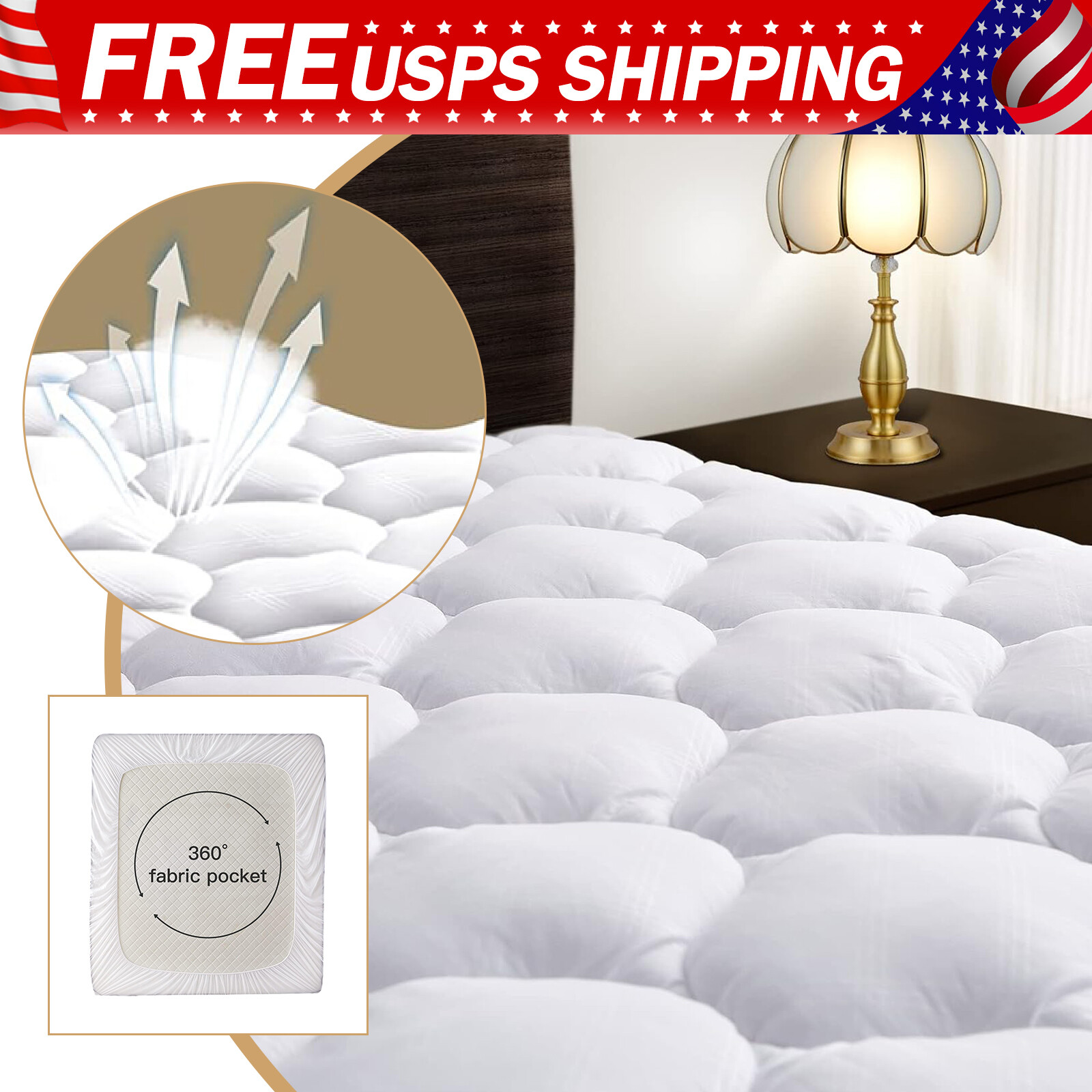 Mattress Pad Cover Soft Mattress Protector Cover with 8-21" Deep Pocket All Size