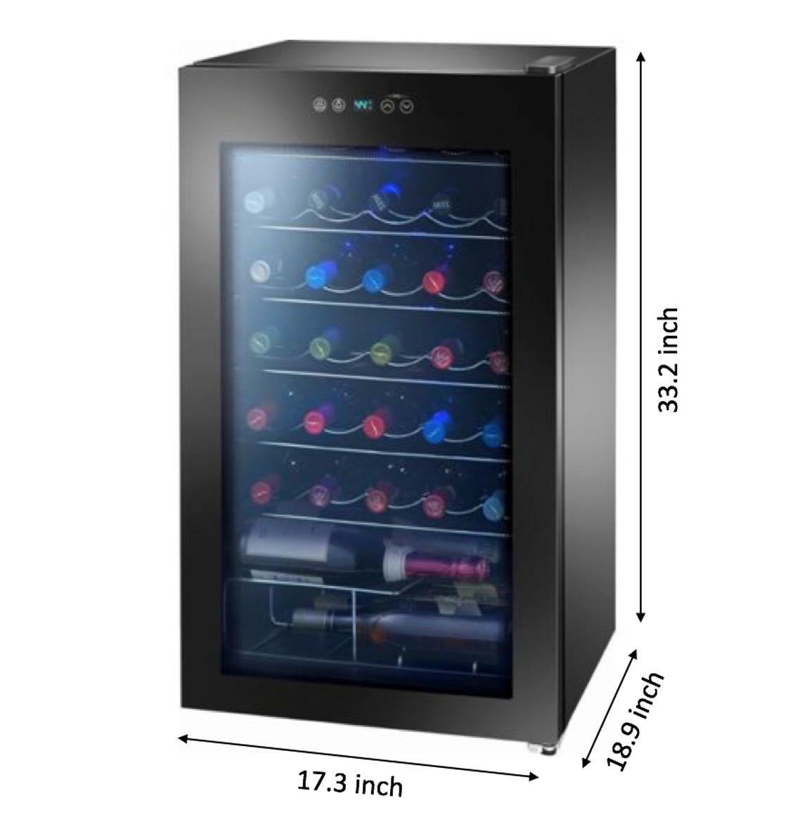 Arctic King Premium 34-Bottle Wine Cooler Touch Control LED Lighting Black NEW