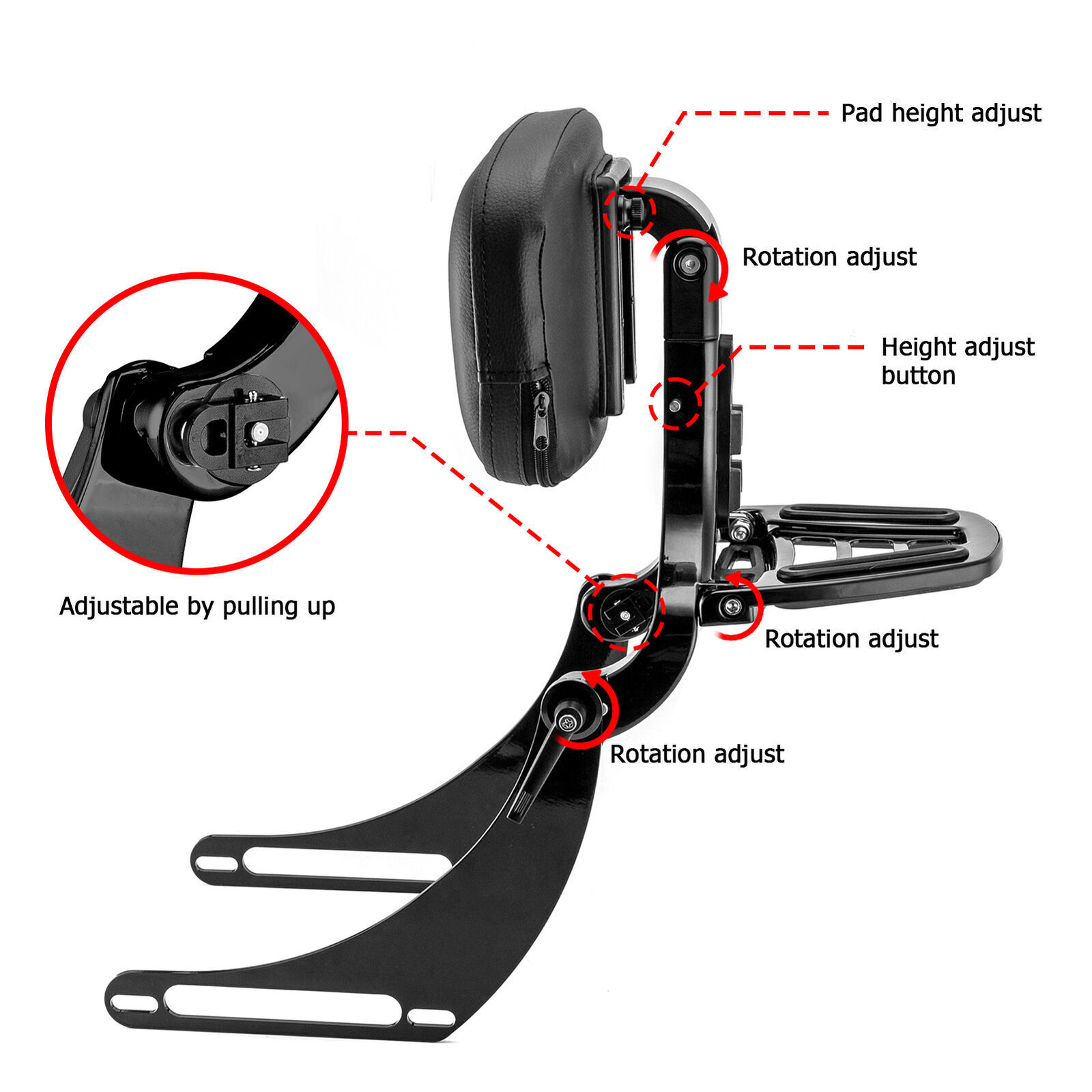 Multi-Purpose Backrest For Harley Deluxe/Heritage Classic/Street Bob 2018-2024