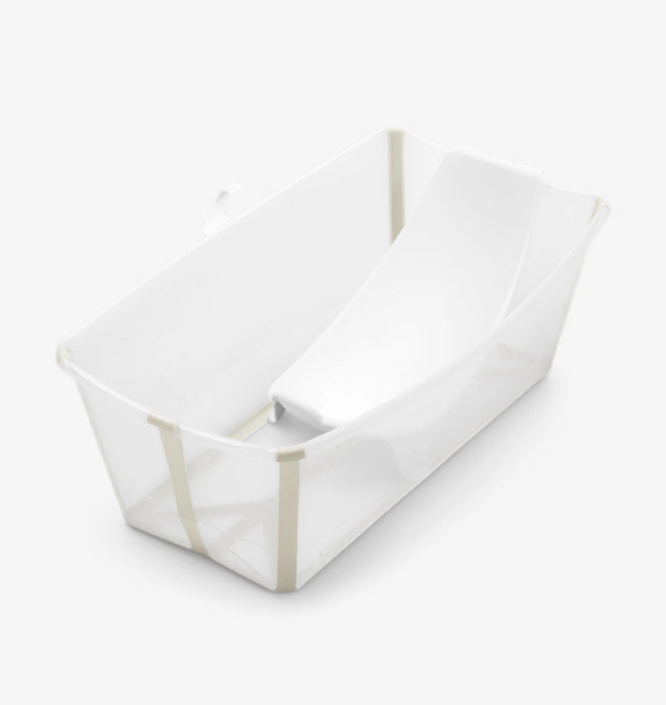 Stokke Flexi Bath Bundle, Sandy Beige - Foldable Baby Bathtub + Newborn Support