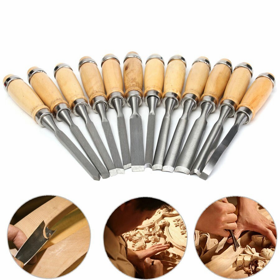 Professional Wood Carving Hand Chisel Set Woodworking Lathe Gouges Tools