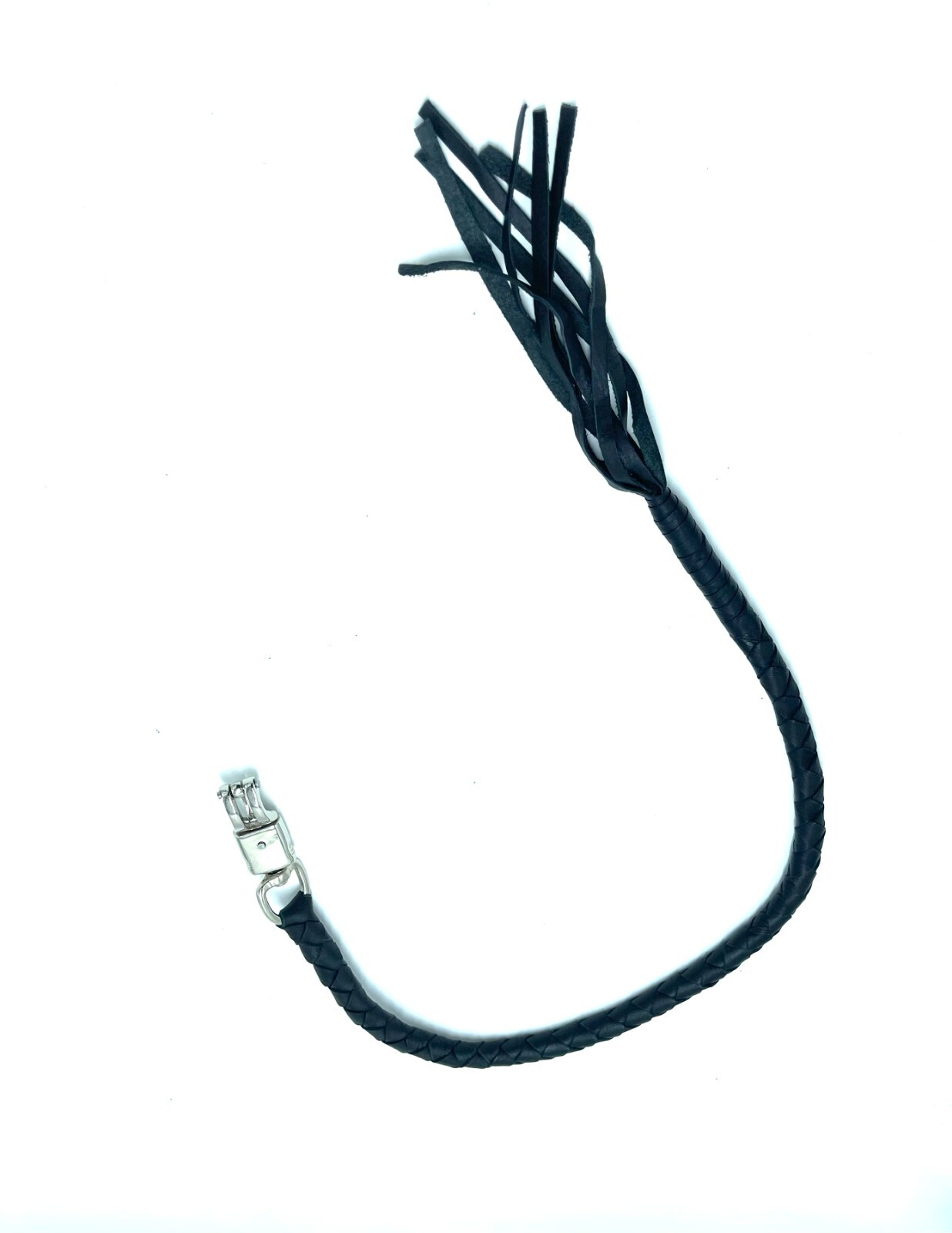 42" Motorcycle Get Back Whip Black Leather Biker Whip for Handlebar 06