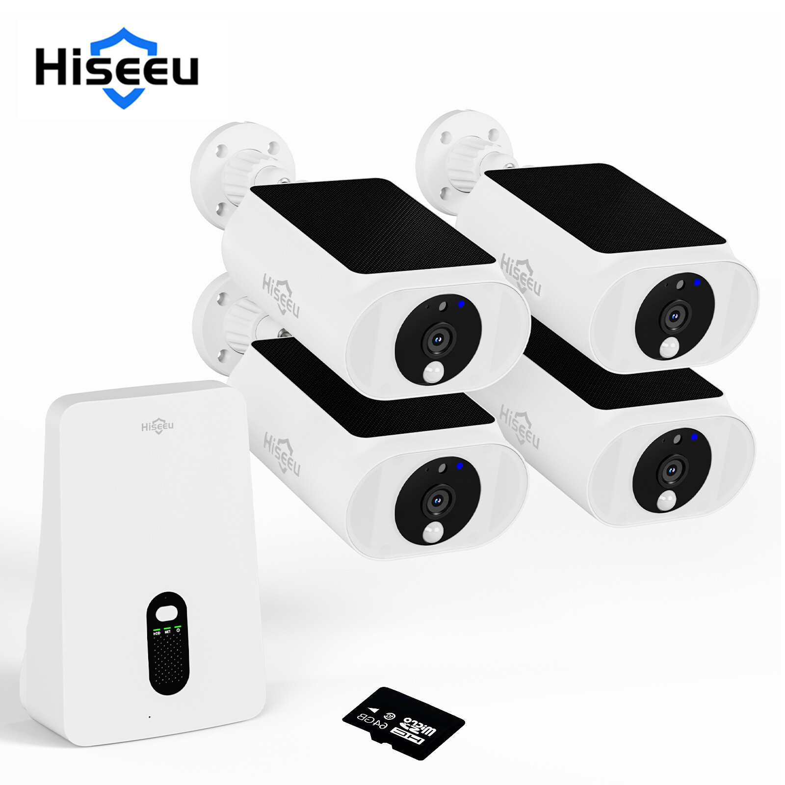Hiseeu 4MP 10CH Wireless WIFI Solar Battery Powered Security Camera System Audio