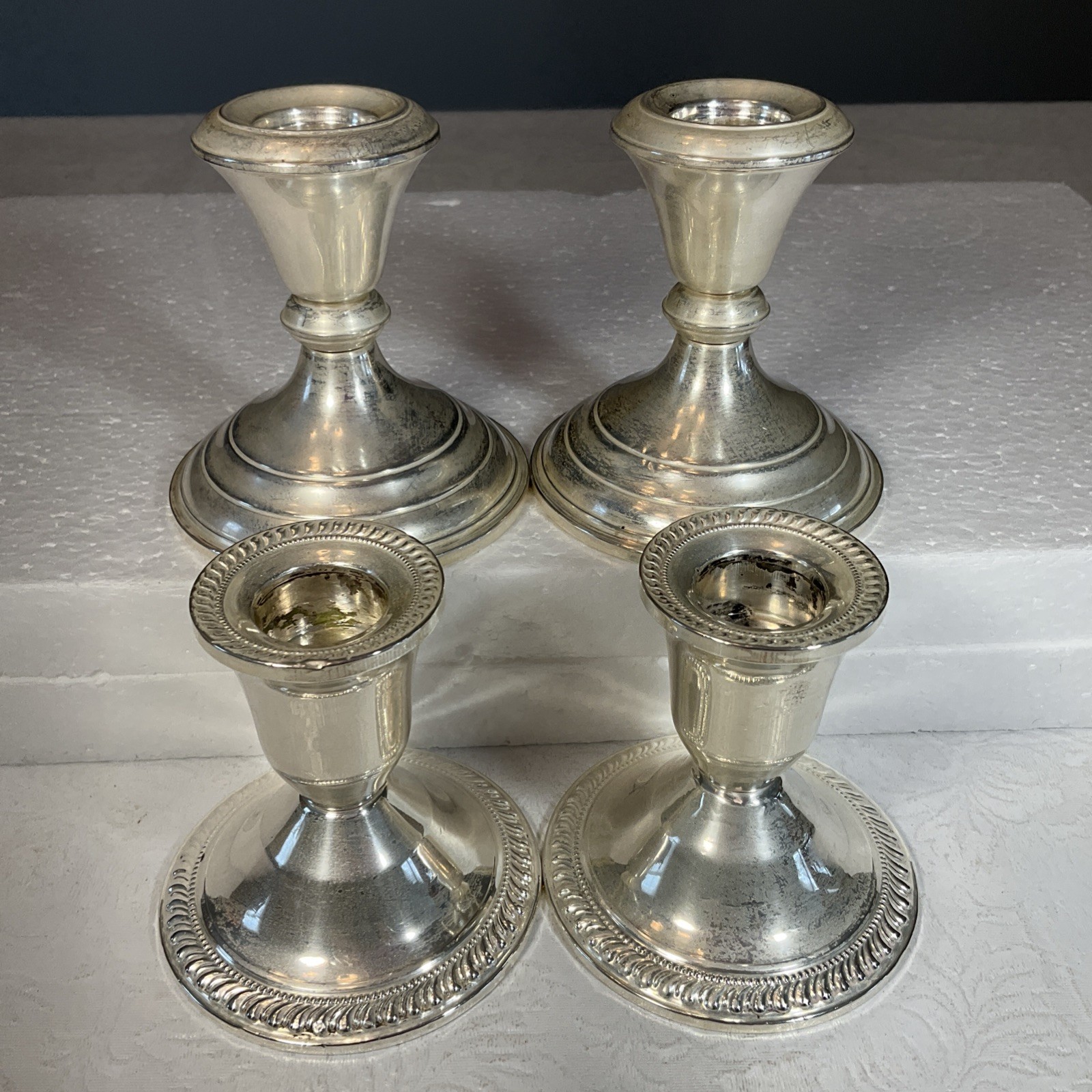 Sterling Silver Weighted Candlestick Candle Holders Lot Of 4 Duchin & Crown