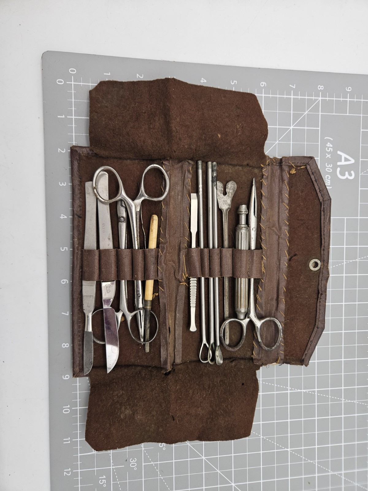 Antique Surgical Set Medical Scalpel Forceps Instrument Tool Case Bausch & Lomb