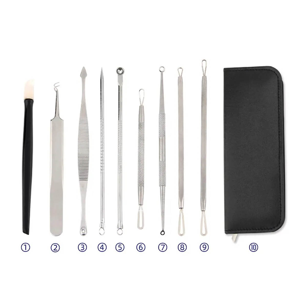 10 Pcs Pimple Popper Blackhead Remover Kit Tools Set Comedone Zit Extractor