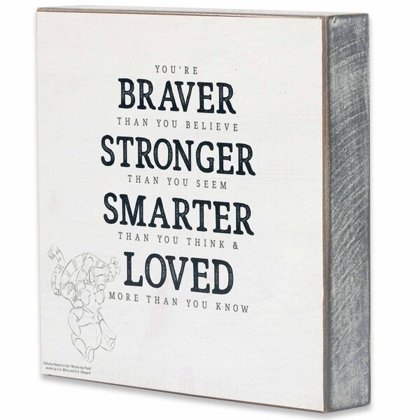DISNEY WINNIE POOH BRAVE STRONG SMART 8" WOOD WALL Sign
