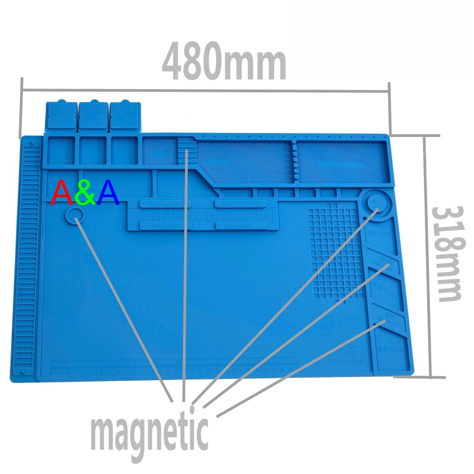 Bigest size 21.7" x 13.8" Silicone Soldering Mat Magnetic Repair Work Mat